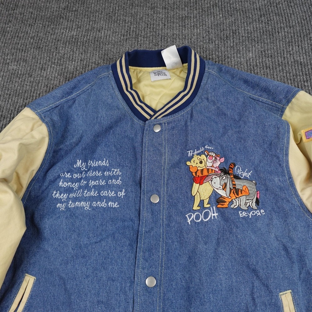 Vintage Disney Winnie The Pooh Varsity Jacket Mens XL Blue 100 Acre Hunny - Picture 4 of 12